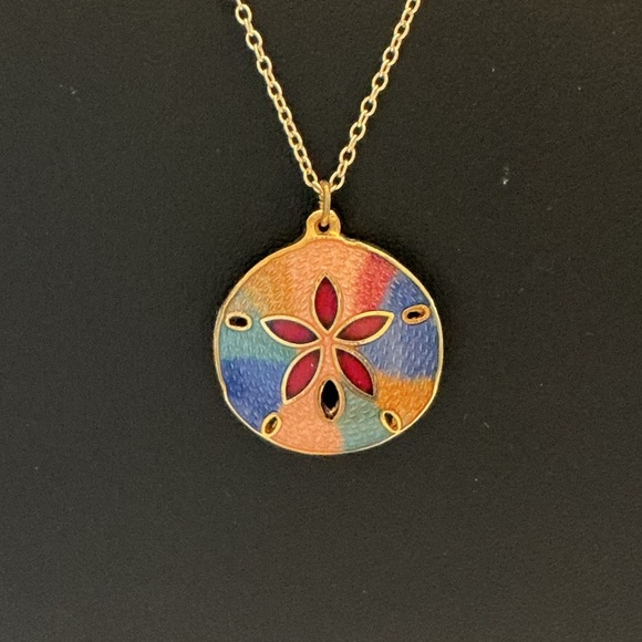 Sand Dollar Enameled Pendant Necklace - Picture 2 of 3